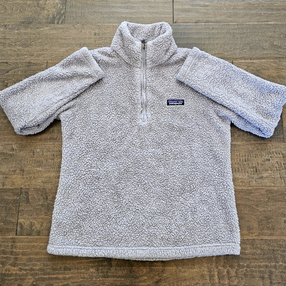 Patagonia Las Gatos 1/4 Zip Gray Sherpa Fleece Pullover sz small
